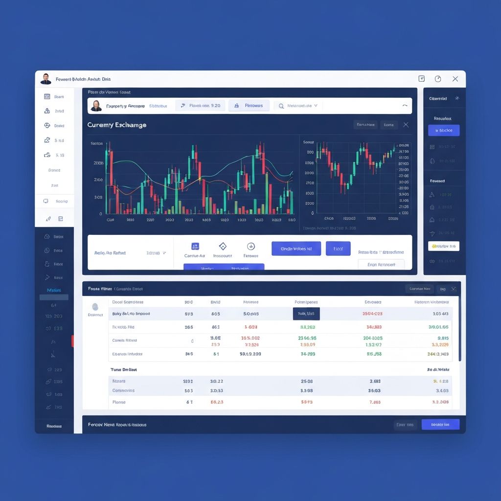 Profesjonalny panel analizy finansowej z wykresami walut